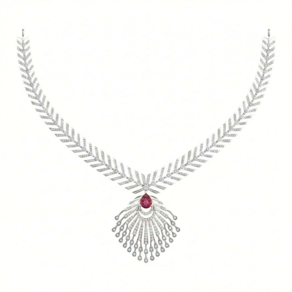 Gold & Diamond Gemstone Necklace Set KRC60162