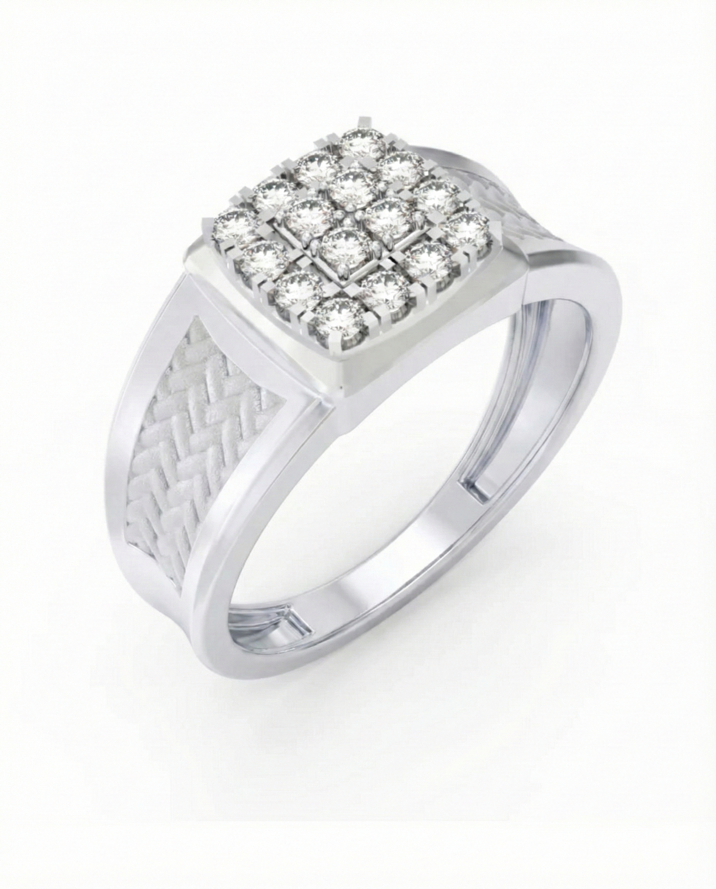 Gold & Diamond Band Square Ring For Men KRC20266