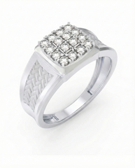 18K Gold & Diamond Band Square Ring For Men KRC60321