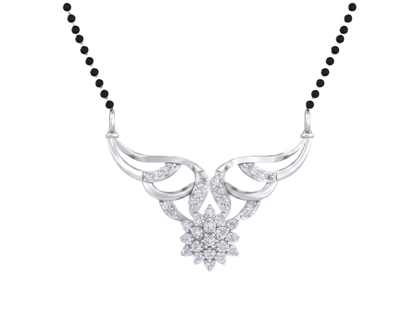 Gold & Diamond Floral Mangalsutra For Women KRB50046