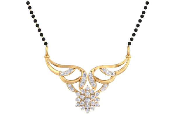 Gold & Diamond Floral Mangalsutra For Women KRB50046