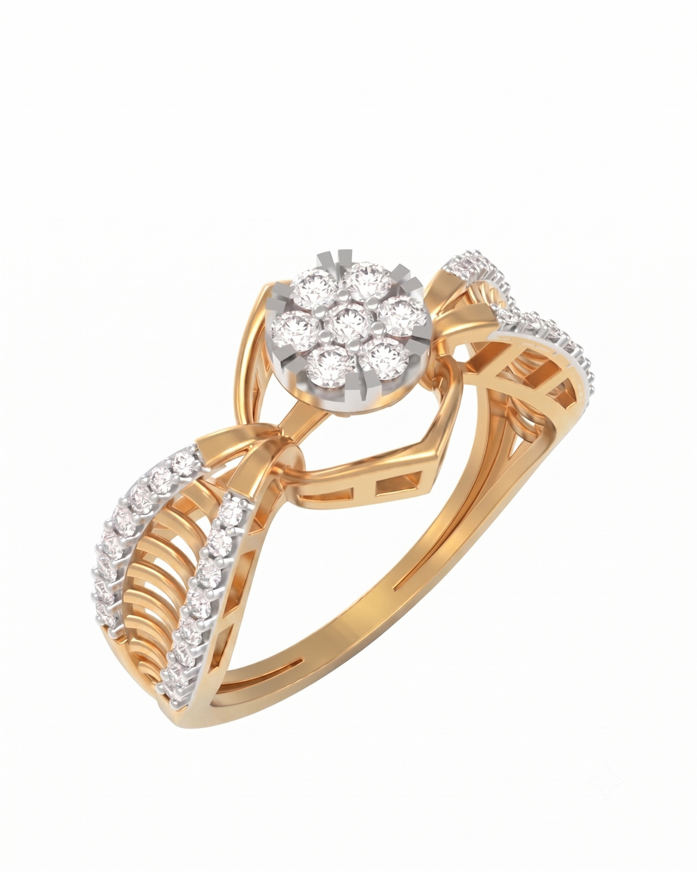 Gold & Diamond Cocktail Ring For Women KRC10873