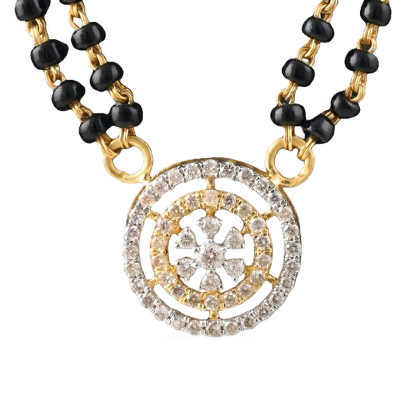 Gold & Diamond Round Beaded Mangalsutra For Women KRC50157