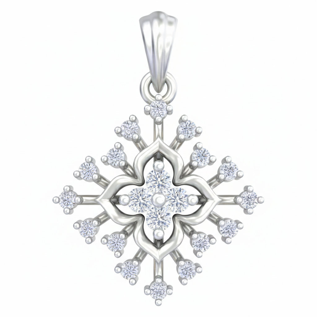 Gold & Diamond Floral Pendant Set KRC40635