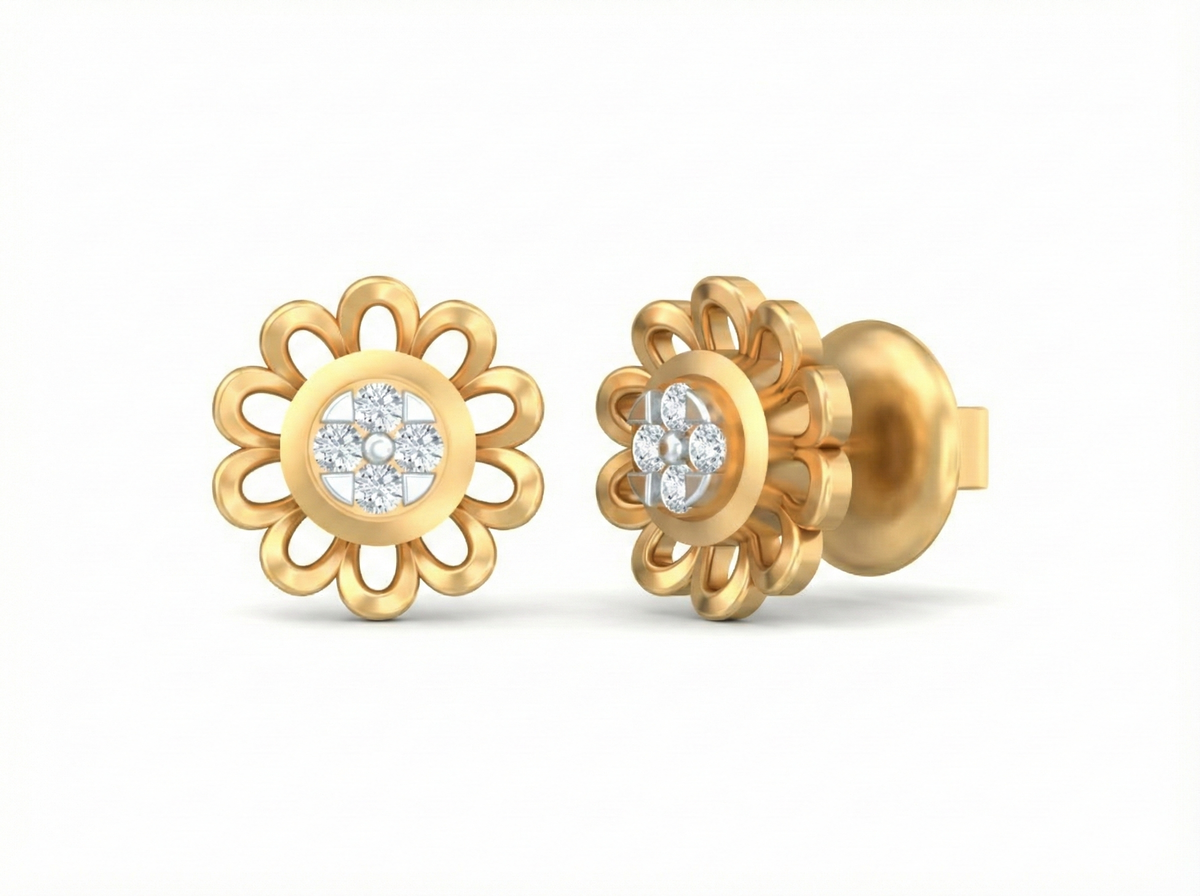 18K Gold & Diamond Women Stud Earring KSK007