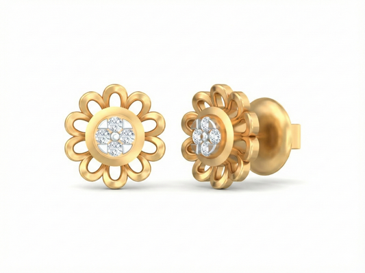18K Gold & Diamond Women Stud Earring KSK007