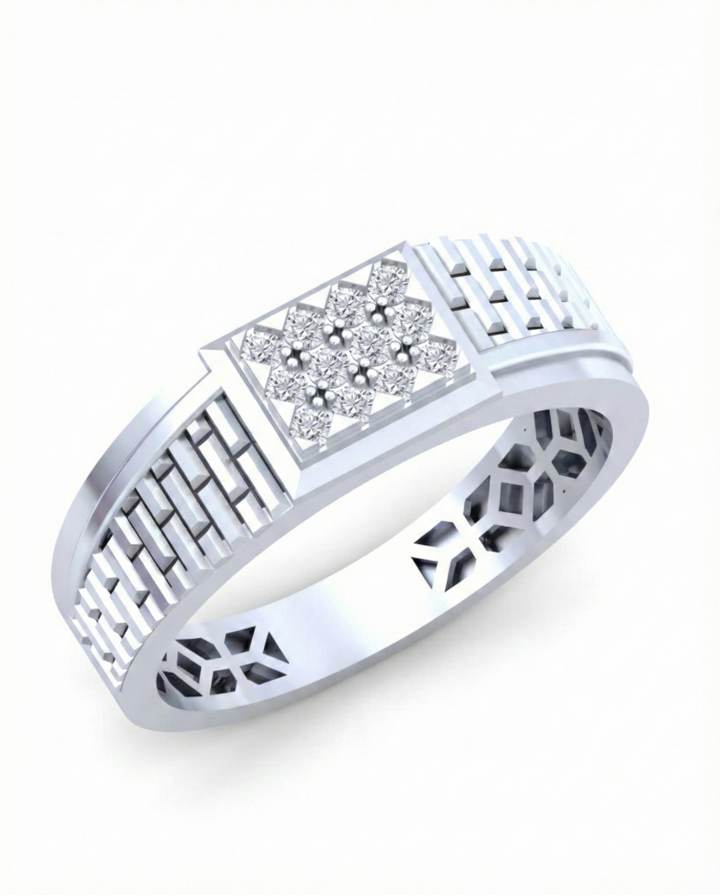 Gold & Diamond Band Ring For Men KRC20205
