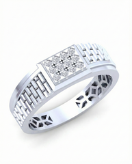 18K Gold & Diamond Band Ring For Men KRB60146