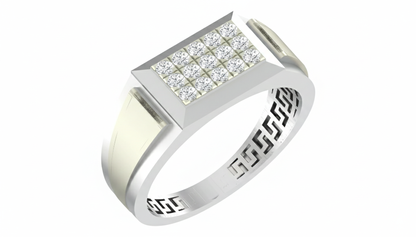 Gold & Diamond Band Ring For Men KRB20110