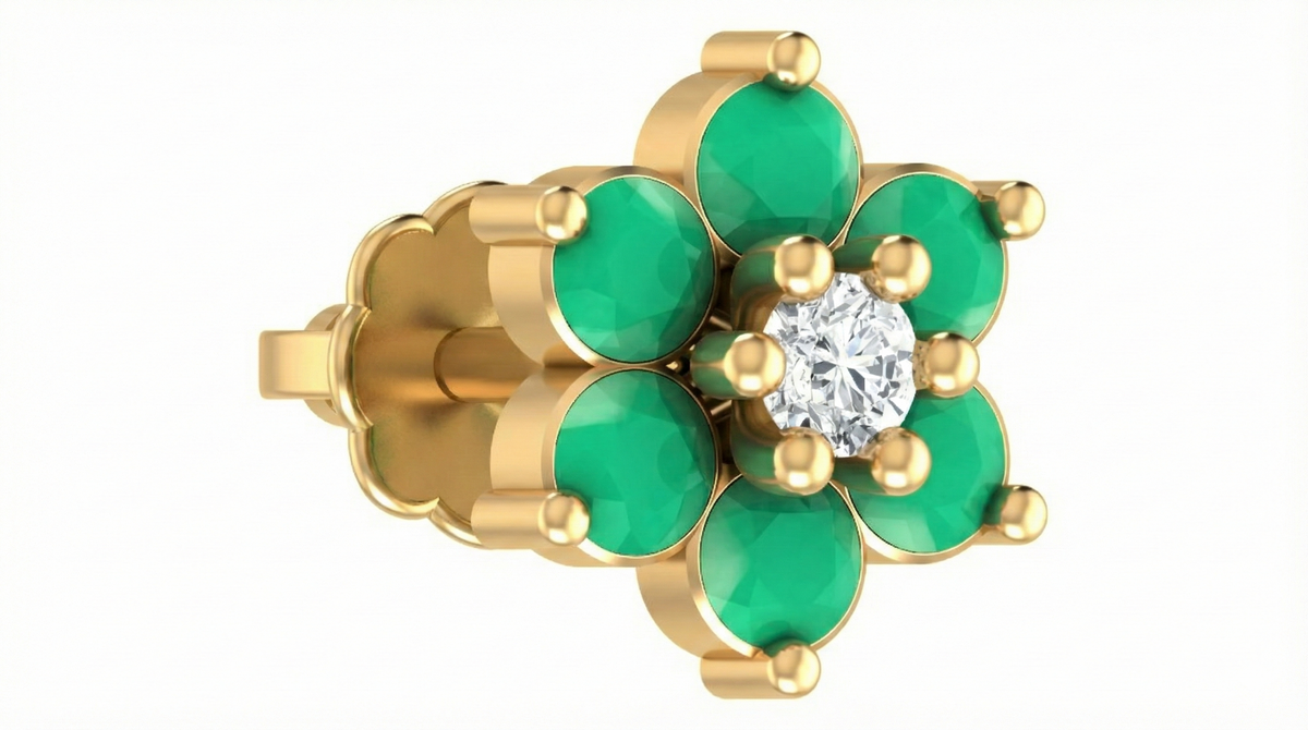 18K Gold & Diamond Stud Nose Pin KRA50094