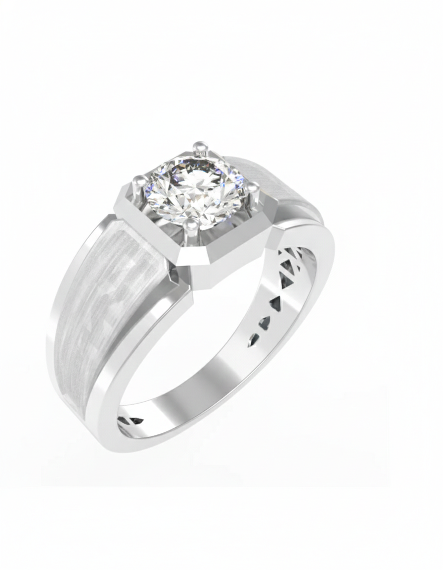 Gold & Diamond Solitaire Ring For Men KRC20254
