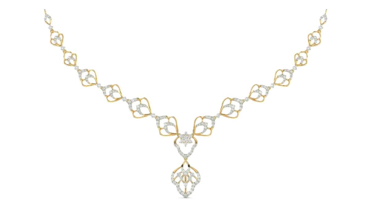14K गोल्ड और डायमंड डेलीवियर नेकलेस सेट KRI44009N-A