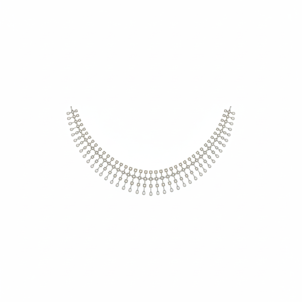 Gold & Diamond Choker Necklace Set KRC60155