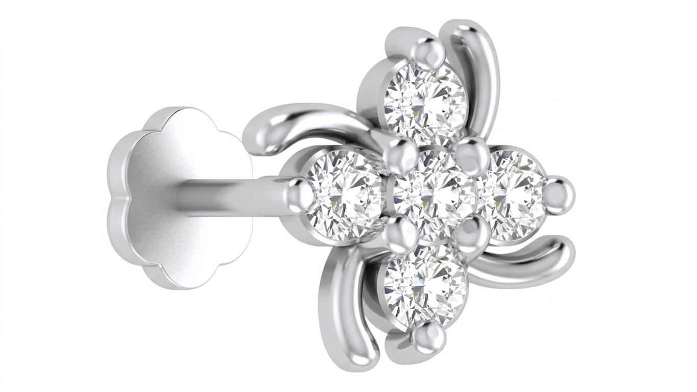 Gold & Diamond Stud Nose Pin KRC80164