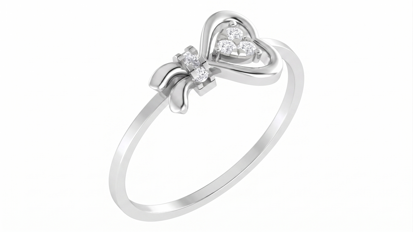 Gold & Diamond Heart-Shaped Ring For Women KRC10642