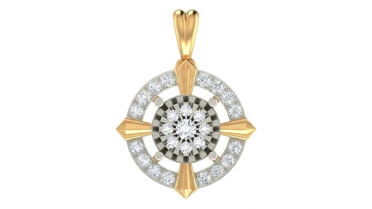 Gold & Diamond Round-Shaped Pendant Set KRC40717