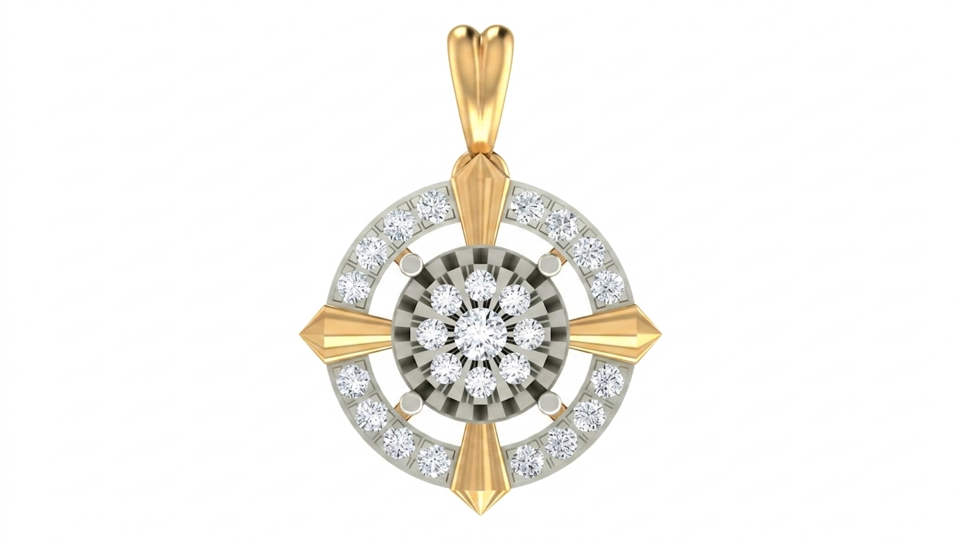 Gold & Diamond Floral PENDANT SET KRC40717