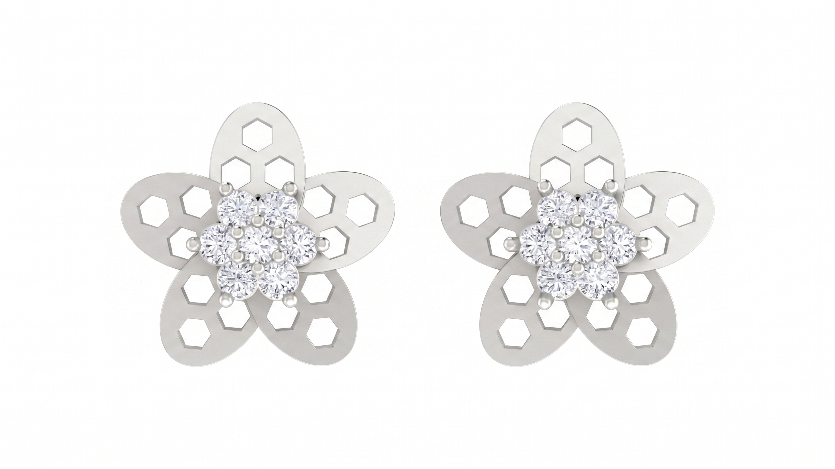 Floral White Gold Diamond Earring | under 40k 