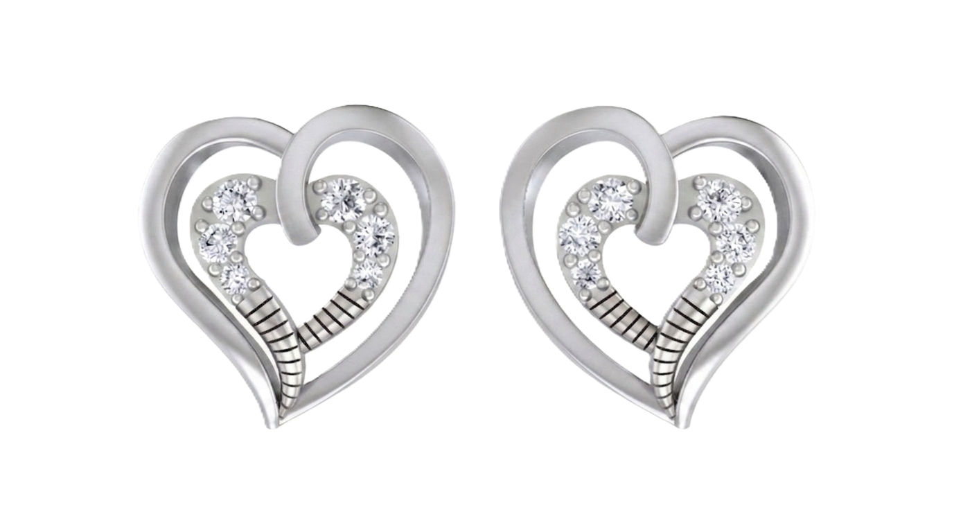 Gold & Diamond Women Heart-Shaped Stud Earring KRC40573E