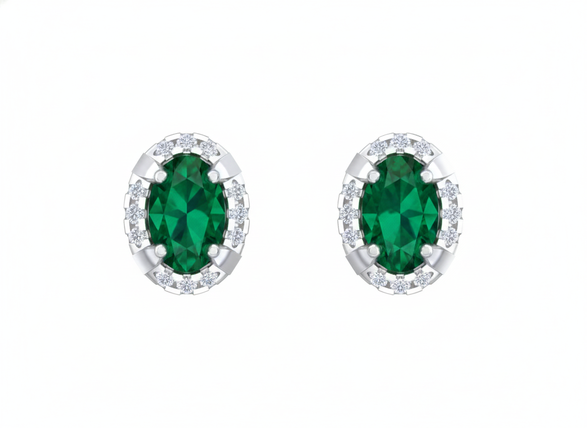 Gemstone White Gold Diamond Earring | under 40k 