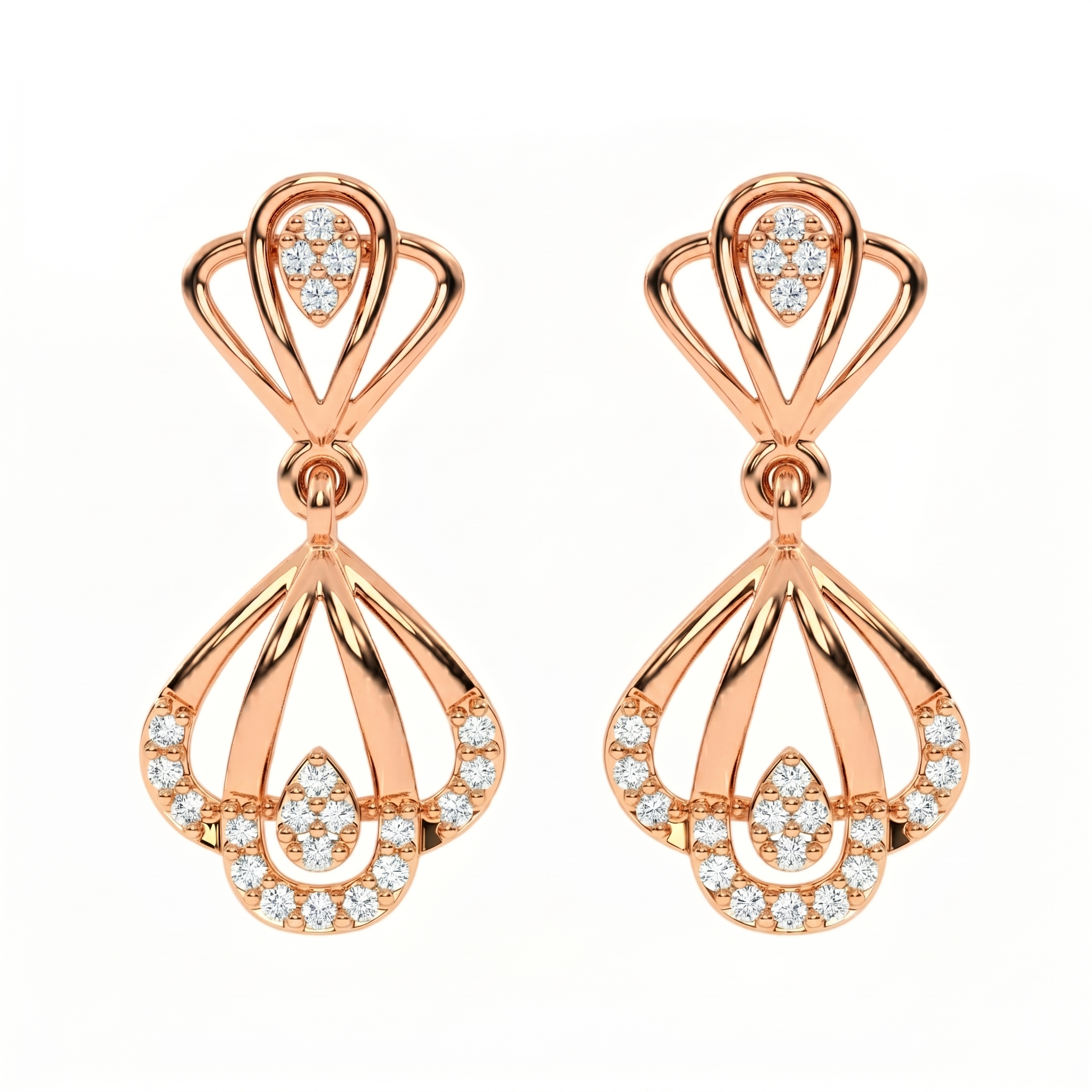 Rose Gold Diamond Earring | under 40k 