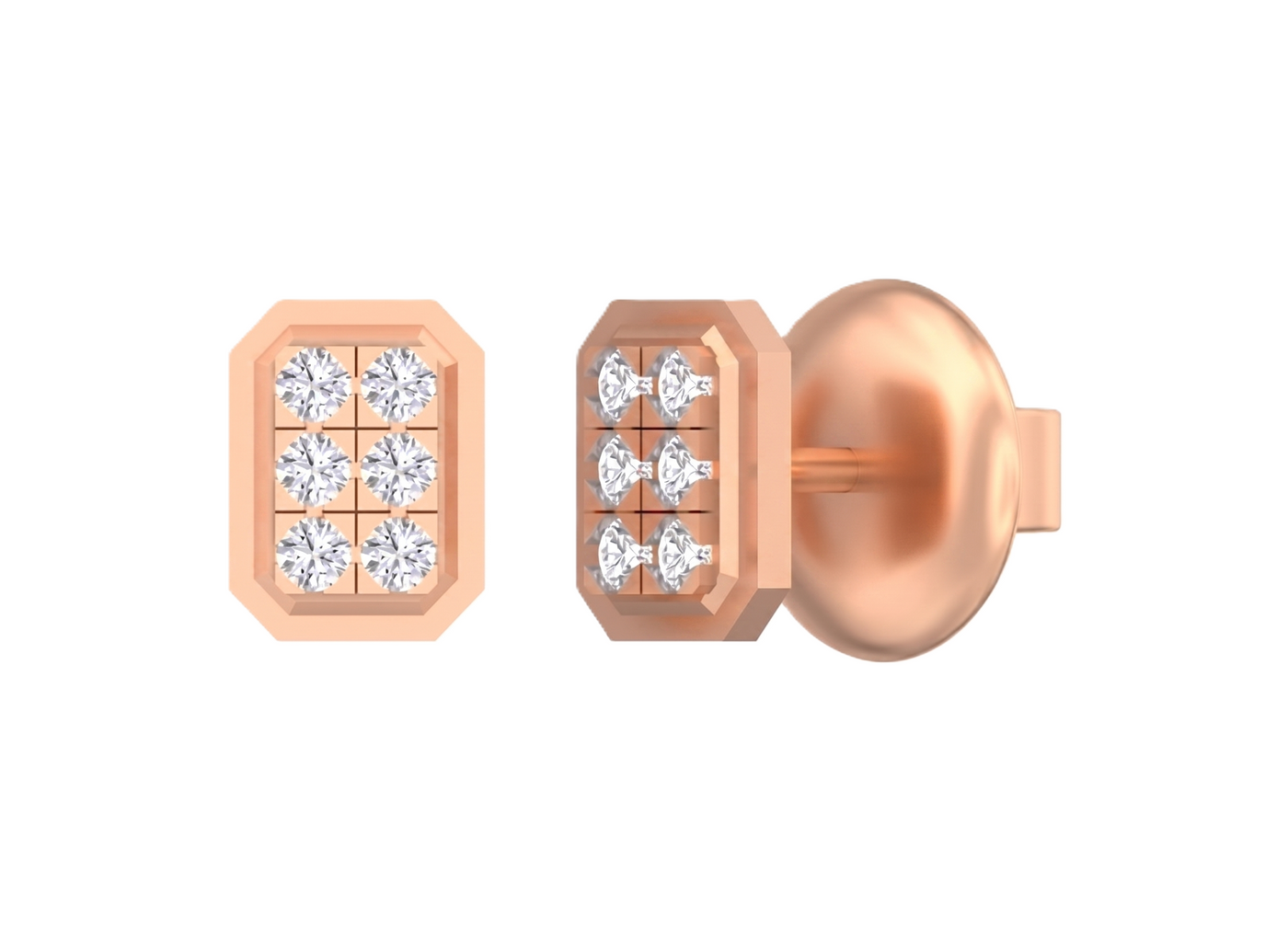 Gold & Diamond Stud Women Earring KRC30189