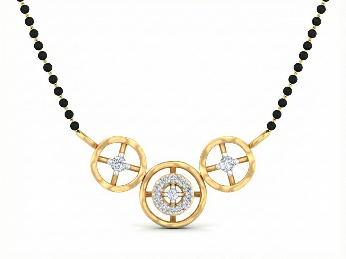 18K Gold & Diamond Beaded Mangalsutra For Women KSK192