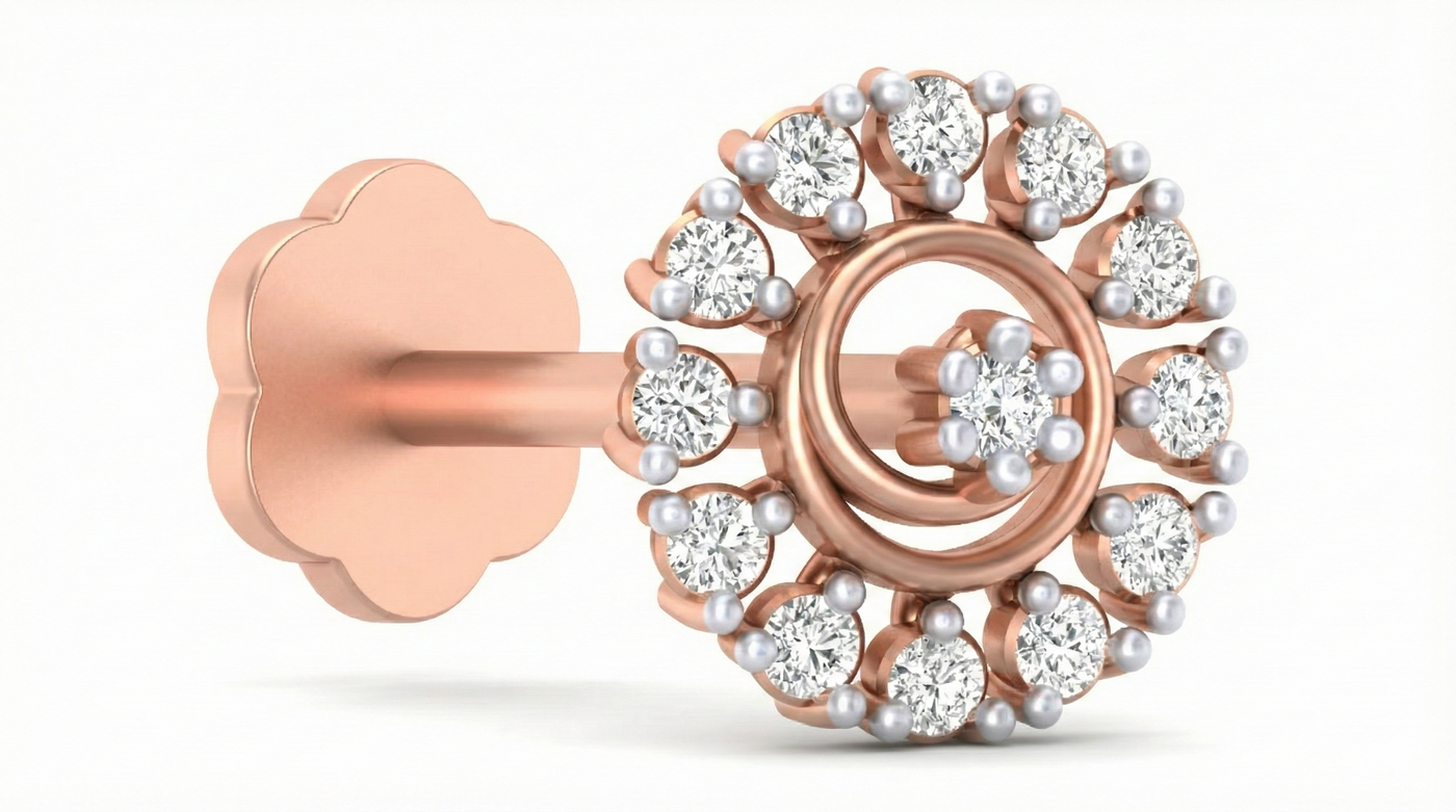 Gold & Diamond Round Nose Pin KRA50146
