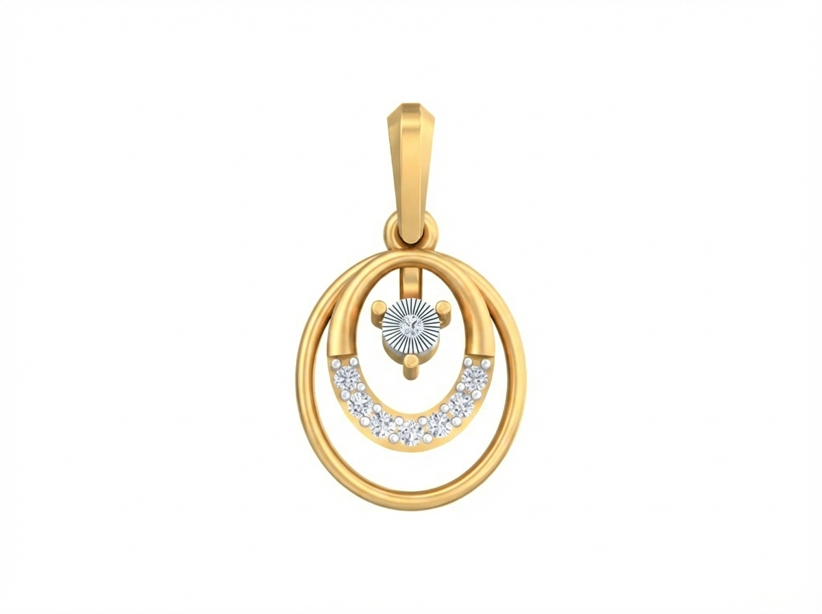 Gold & Diamond Halo Moon Pendant KRB40200