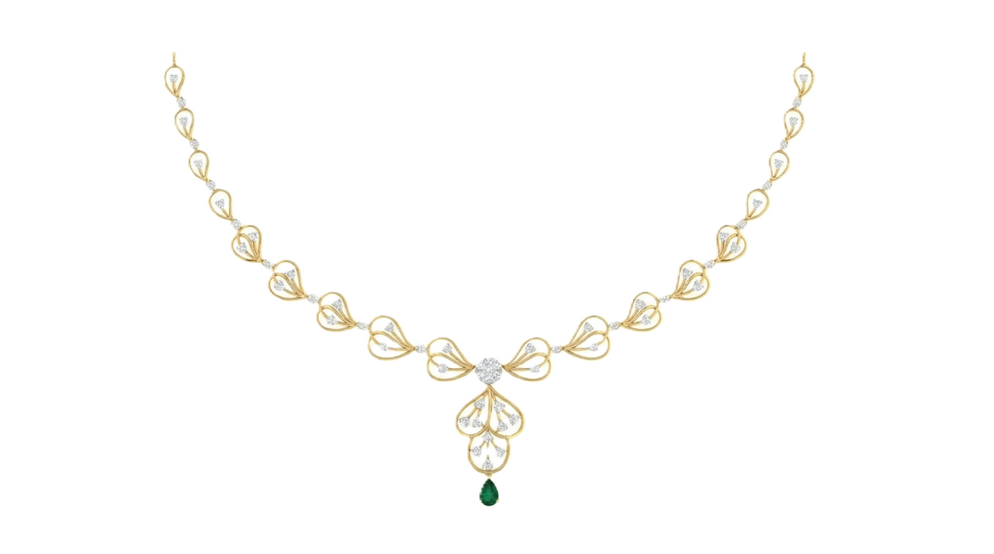 Gold & Diamond Gemstone Necklace Set KRC60122