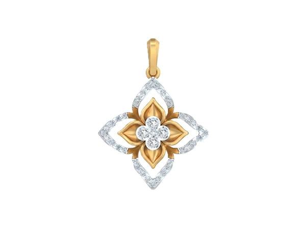 Gold & Diamond Floral Pendant Set KRC40707