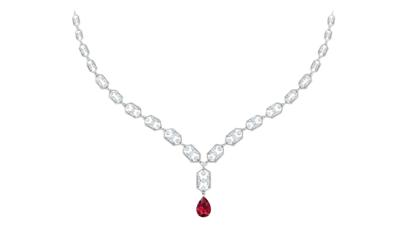14K Gold & Diamond Gemstone Necklace Set KRH44131NR
