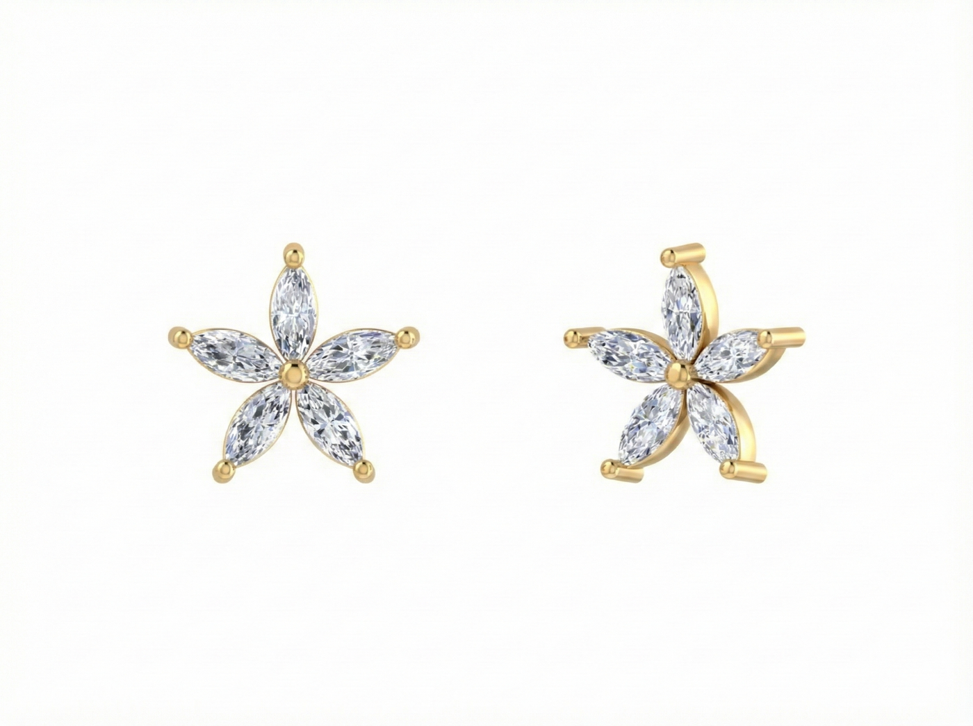 Gold & Diamond Women Floral Stud Earring KRC30222