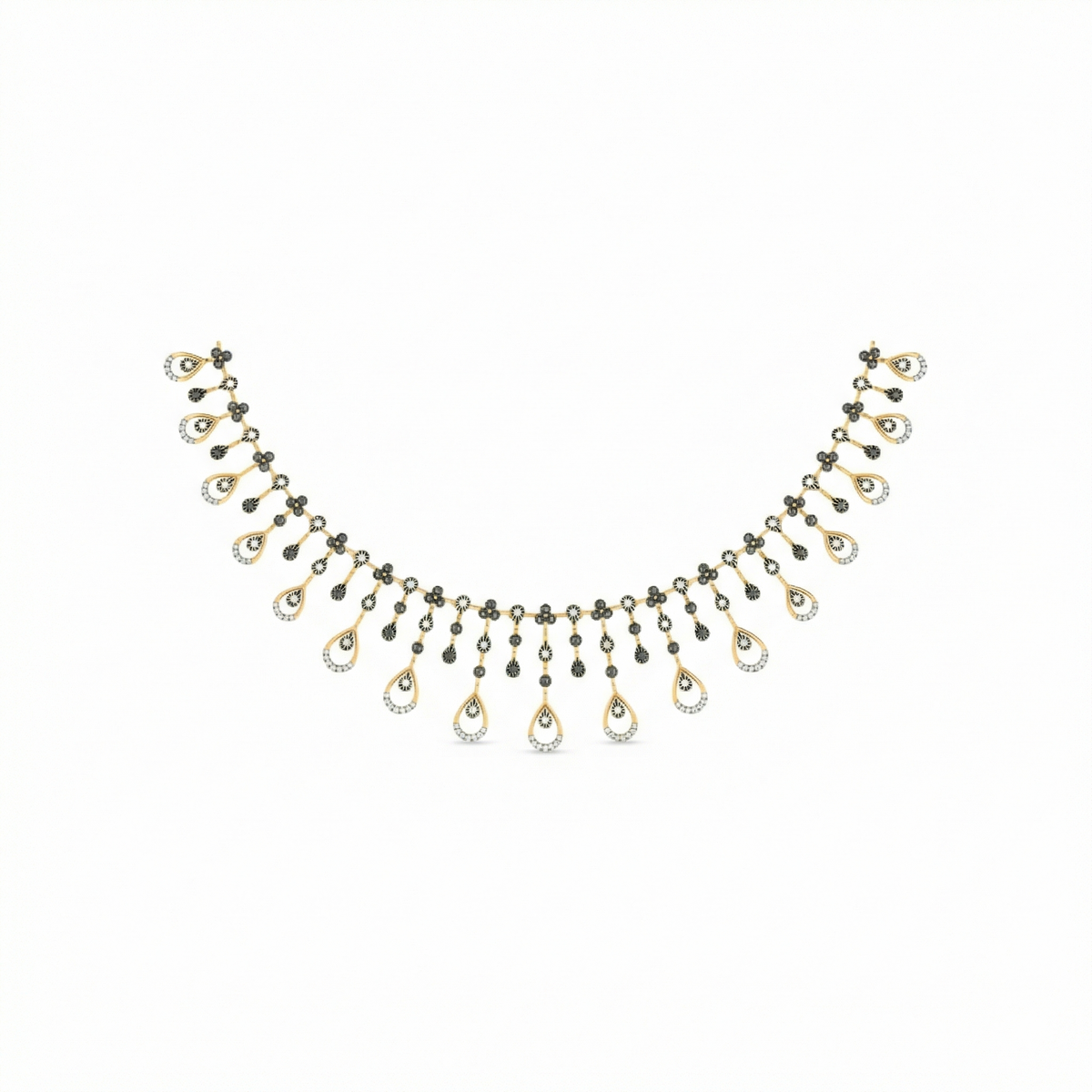 18K Gold & Diamond Choker Necklace Set KNCK-1139A