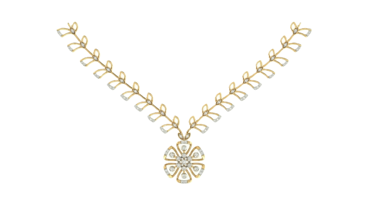 Gold & Diamond Dailywear Necklace Set KRC60052