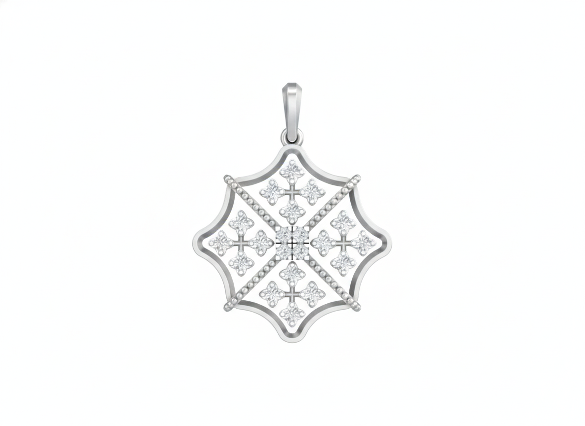 Premium Gold & Diamond Floral Pendant Set KRC40738