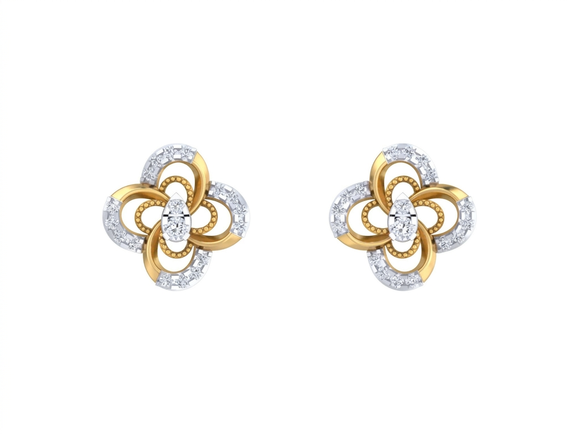 Floral Yellow Gold Diamond Earring | under 40k 