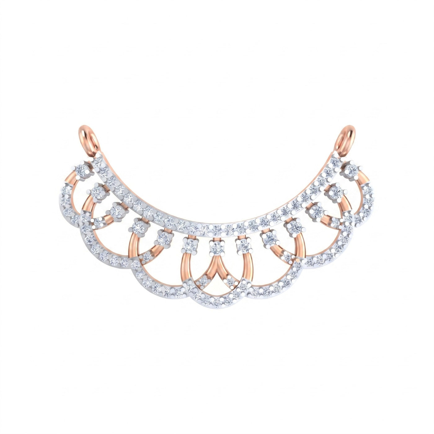 rose gold and diamond mangalsutra diamond on a white background