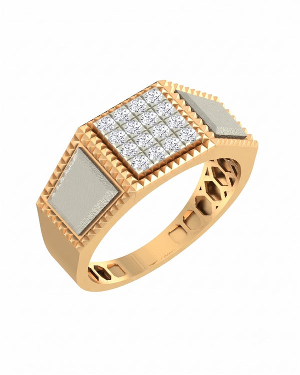 Gold & Diamond Square Ring For Men KRC20163