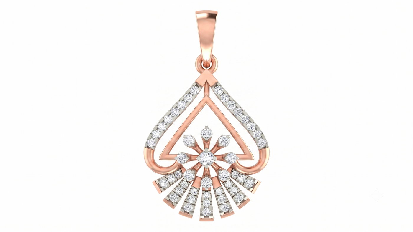 Gold & Diamond Floral Pendant Set KRC40745