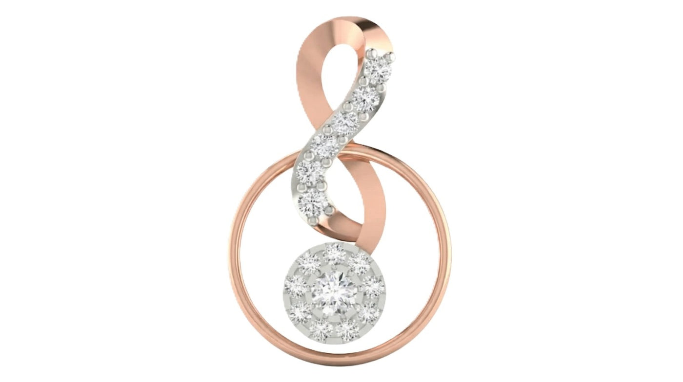 Rose gold and diamond pendant on a white background