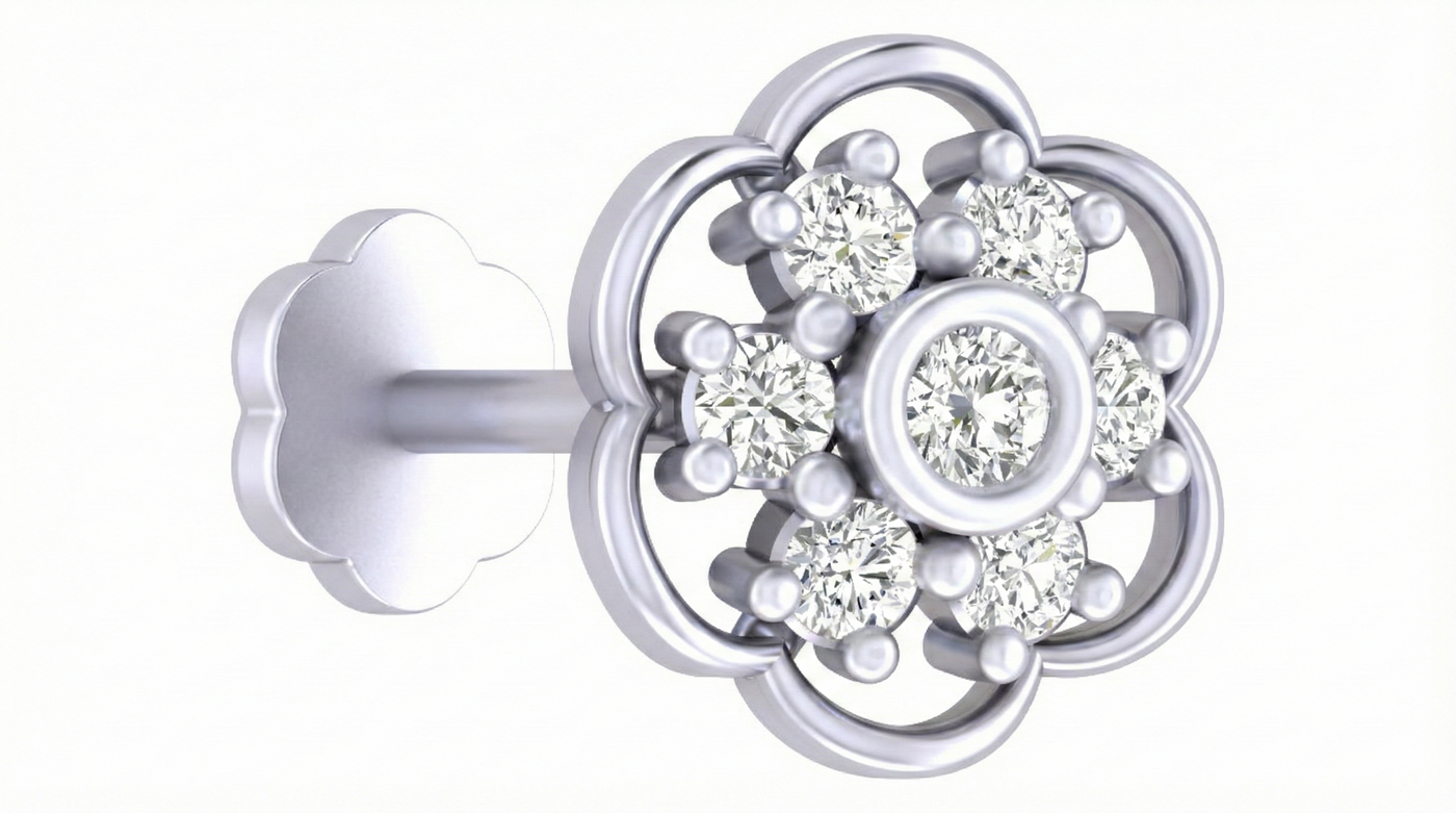 18K Gold & Diamond Stud Nose Pin KRA50280