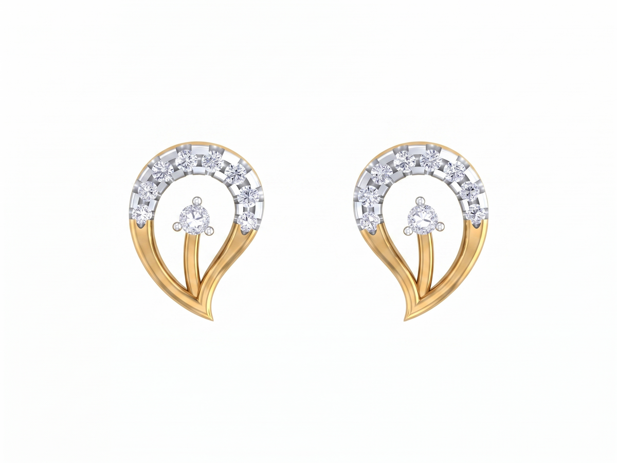 Yellow Gold Diamond Earring | under 40k 