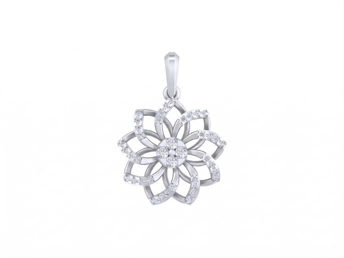 White Gold and diamond pendant on a white background