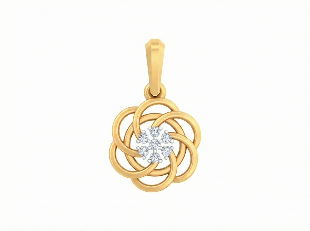 18K Gold & Diamond Floral Pendant KSK133