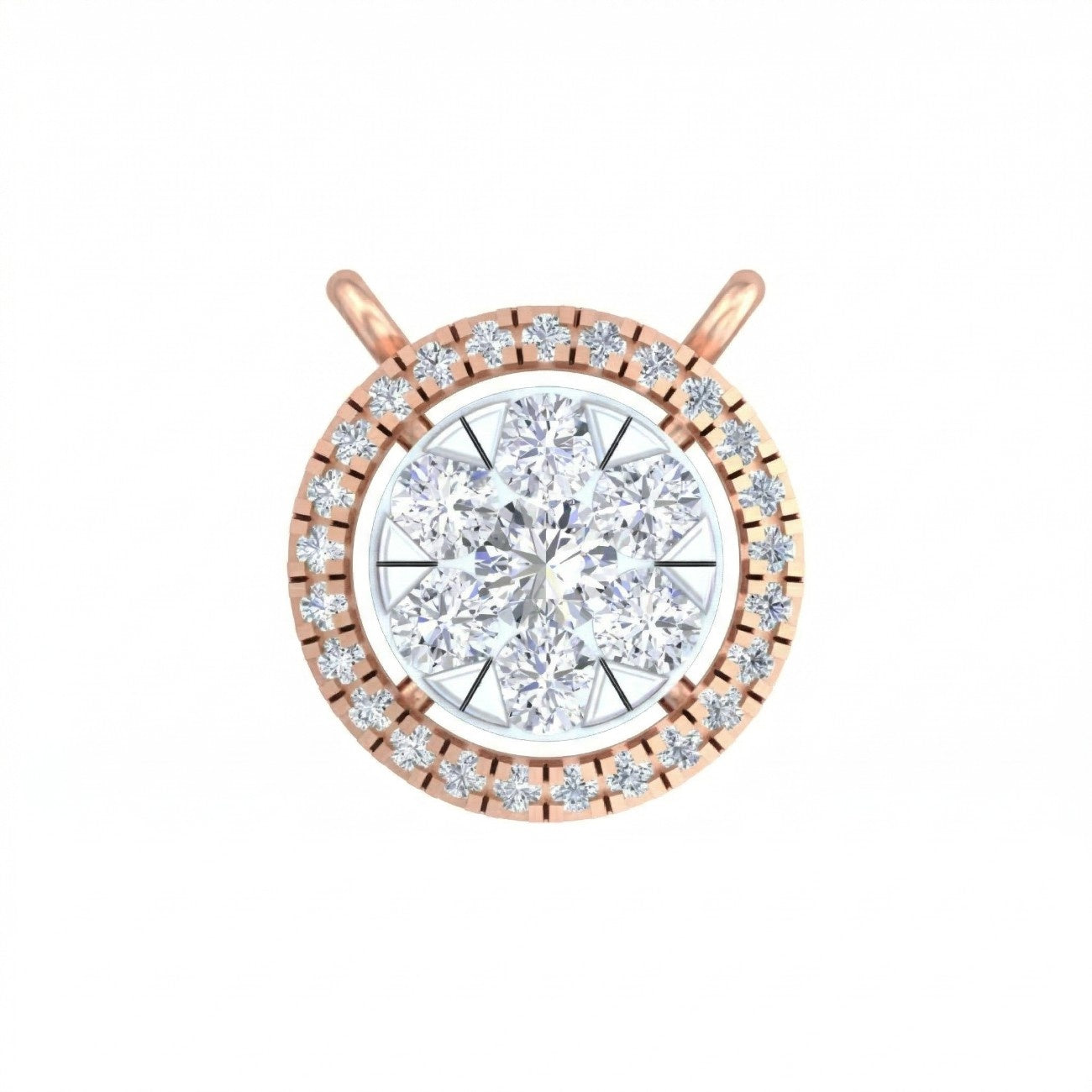 Rose gold & diamond round mangalsutra on white background