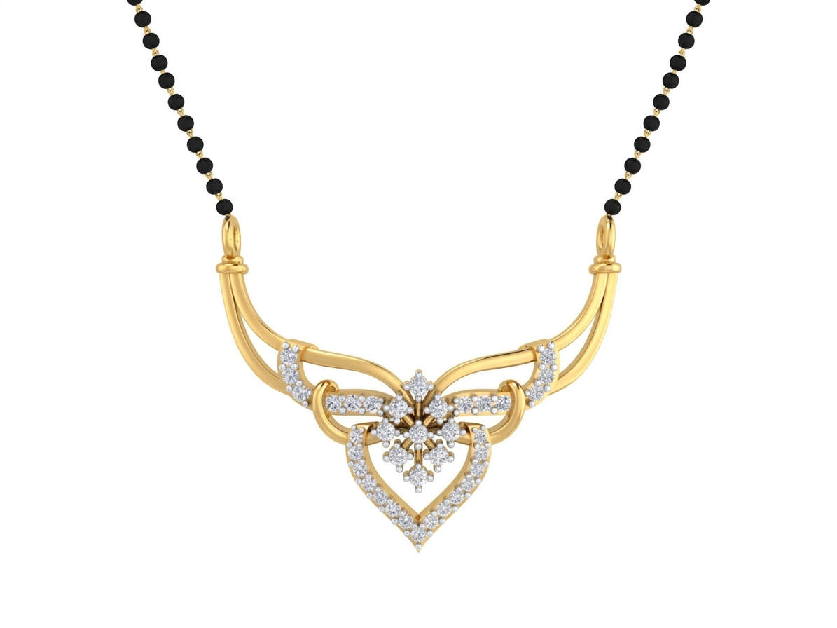 Gold & Diamond Heart Mangalsutra For Women KRB50047