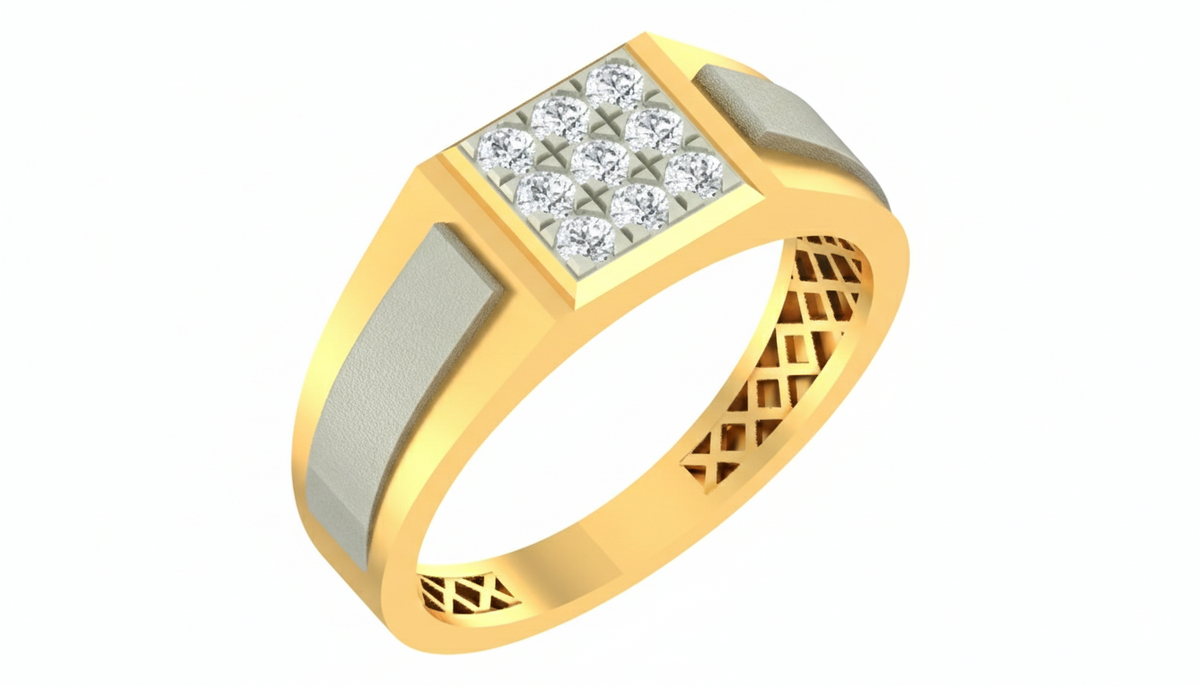 18K Gold & Diamond Band Ring For Men KRA60157