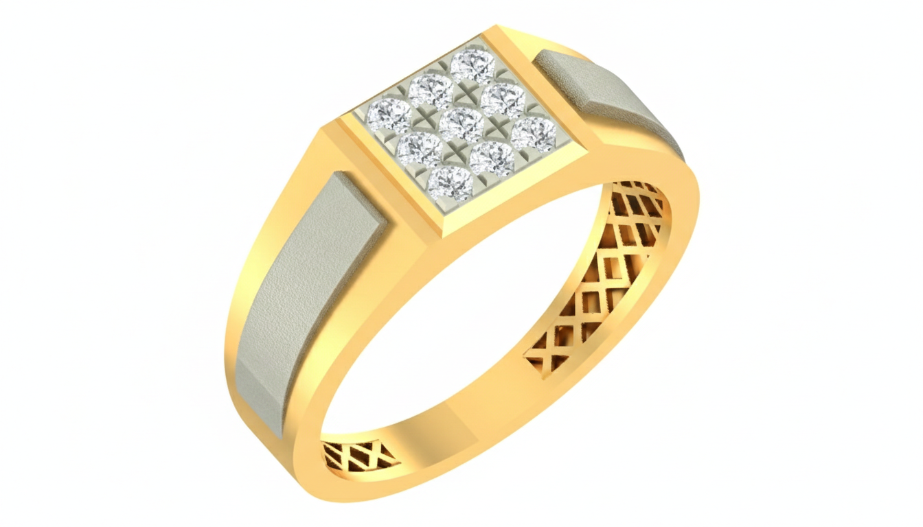 Gold & Diamond Band Ring For Men KRC20139