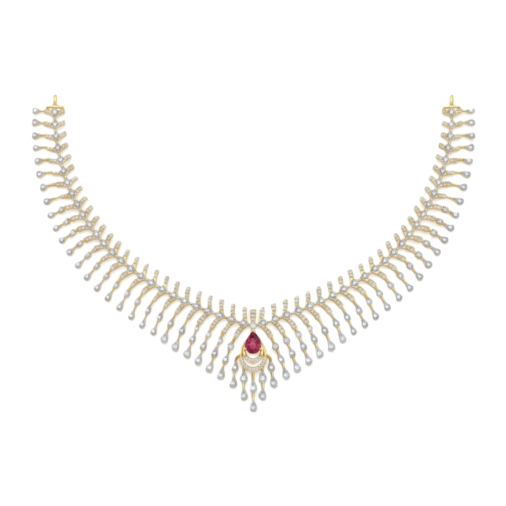 Gold & Diamond Gemstone Necklace Set KRC60164